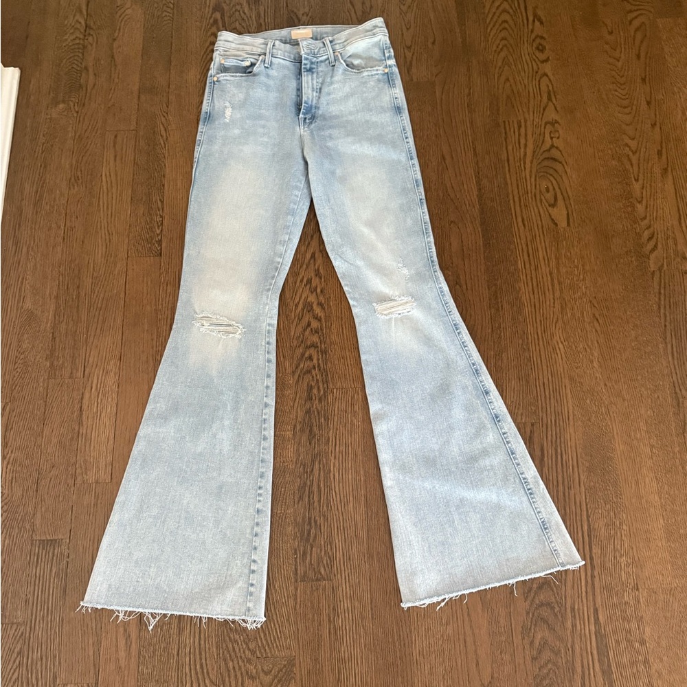 MOTHER Super Cruiser Double Hell Fray Flared Leg Jeans